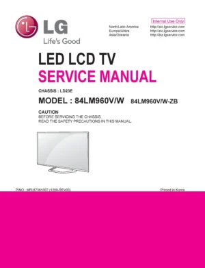 Lg 84lm960v zb service manual cover with photo's of Beko dryers, model code and contents