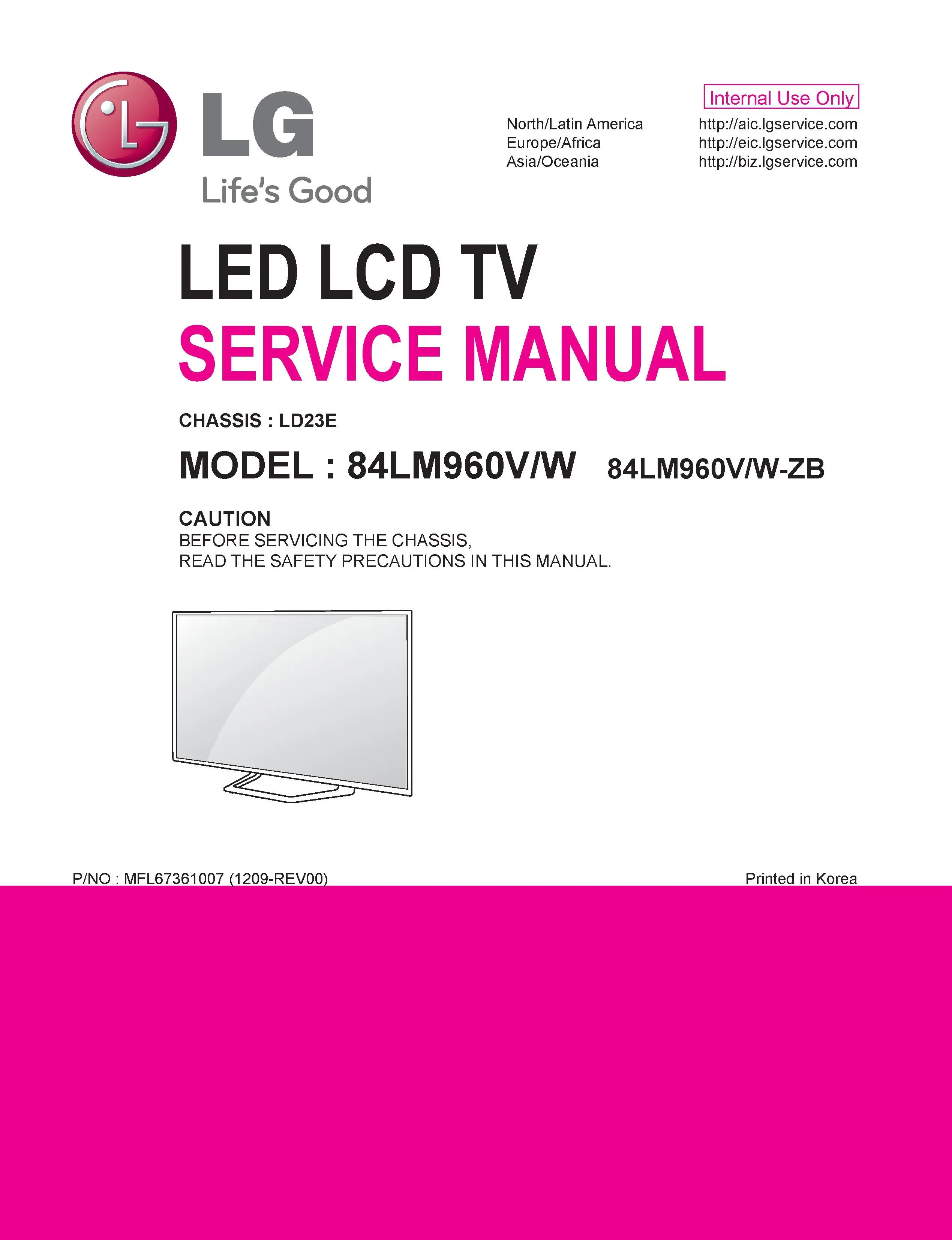 Lg 84lm960v zb service manual cover with photo's of Beko dryers, model code and contents