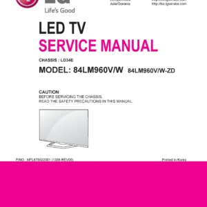 Lg 84lm960v zd service manual cover with photo's of Beko dryers, model code and contents