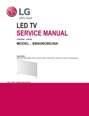 Lg 86nano90una service manual cover with photo's of Beko dryers, model code and contents
