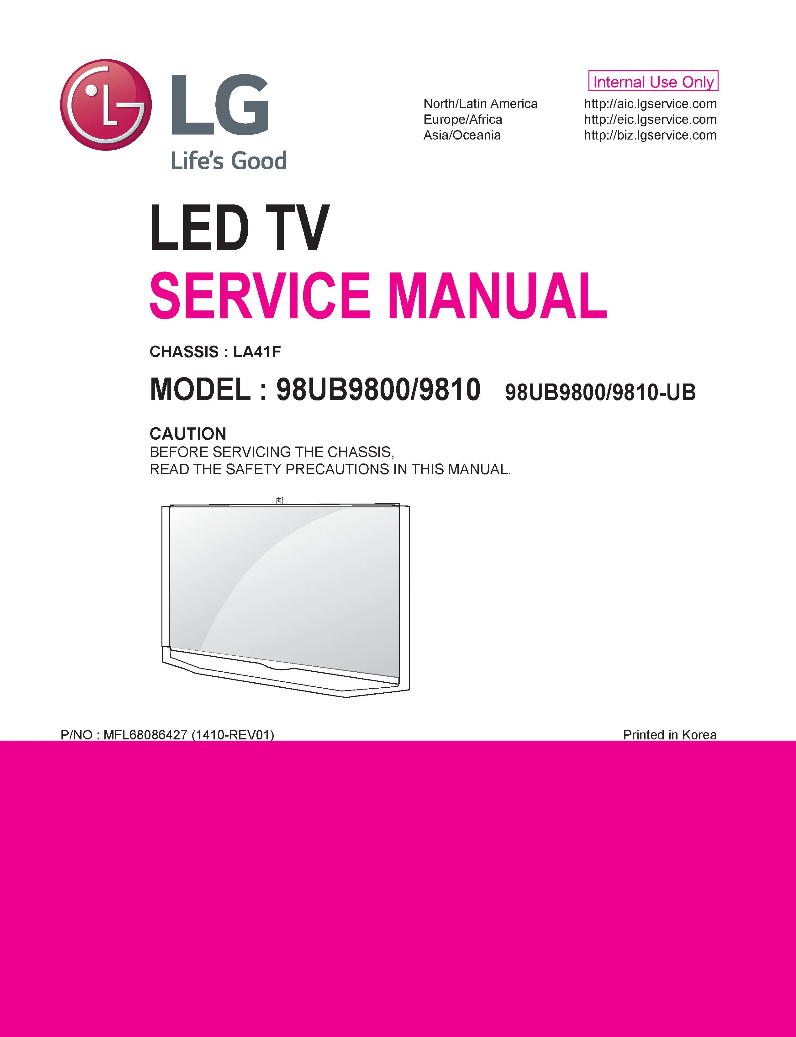 Lg 98ub9810 service manual cover with photo's of Beko dryers, model code and contents
