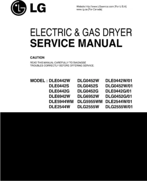 Lg dle0442g dlg0452g dle0442g service manual cover for dryer