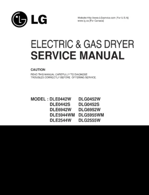 Lg dle0442s dlg0452s service manual cover for dryer