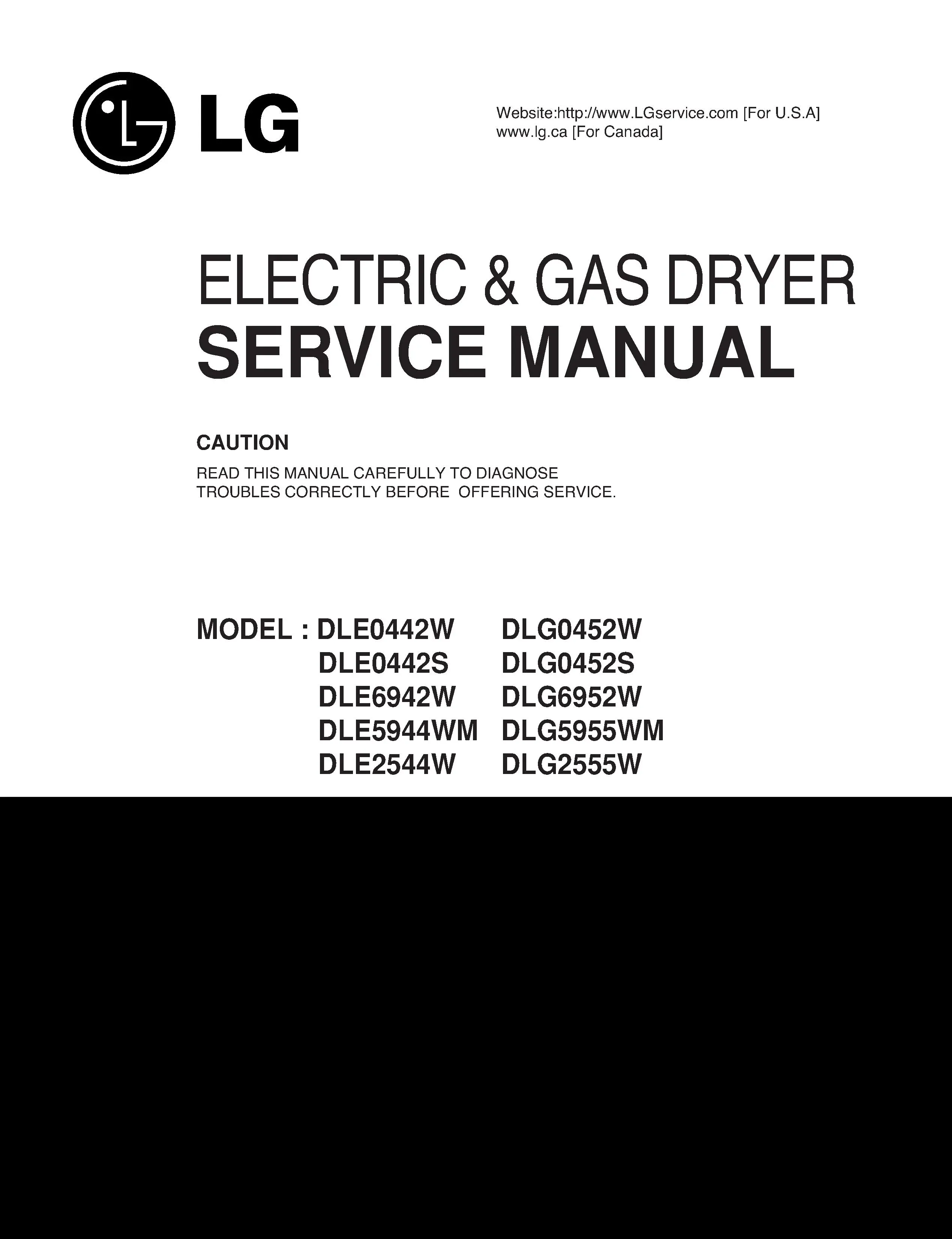 Lg dle0442w dlg0452w service manual cover freestanding range