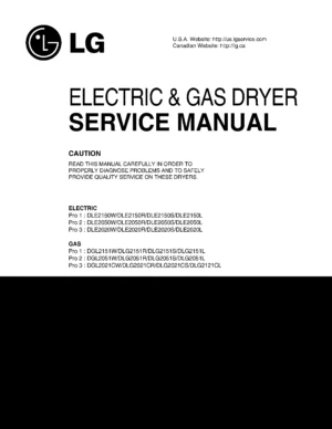Lg dle2020w dle2020r dle2020s dle2020l service manual cover for dryer
