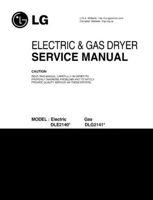 Lg dle2140w dlg2141w service manual cover for dryer