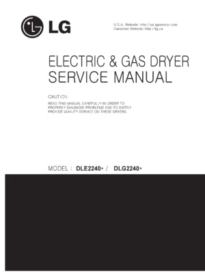 Lg dle2240 dlg2240 service manual cover for dryer