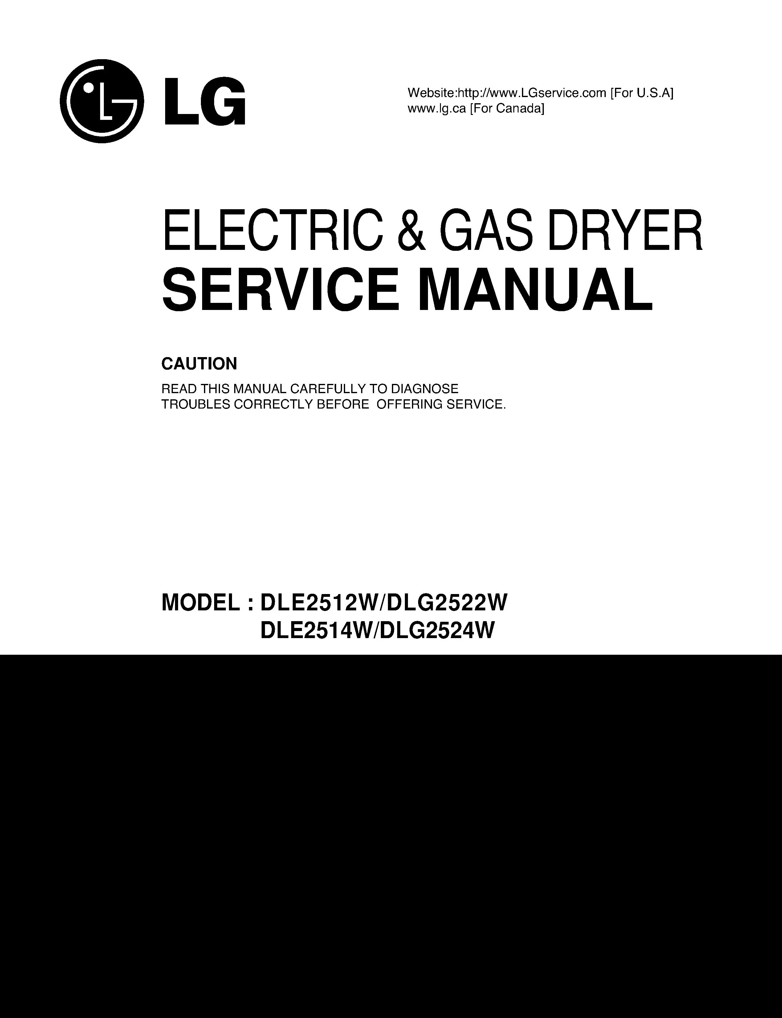 Lg dle2512w dlg2522w dle2514w dlg2524w service manual cover freestanding range