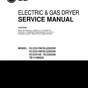 Lg dle2515s dlg2525s td v10062g service manual cover freestanding range