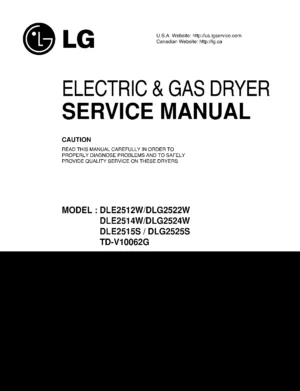 Lg dle2515s dlg2525s td v10062g service manual cover for dryer