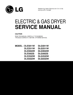 Lg dle2532w dle0332w service manual cover for dryer
