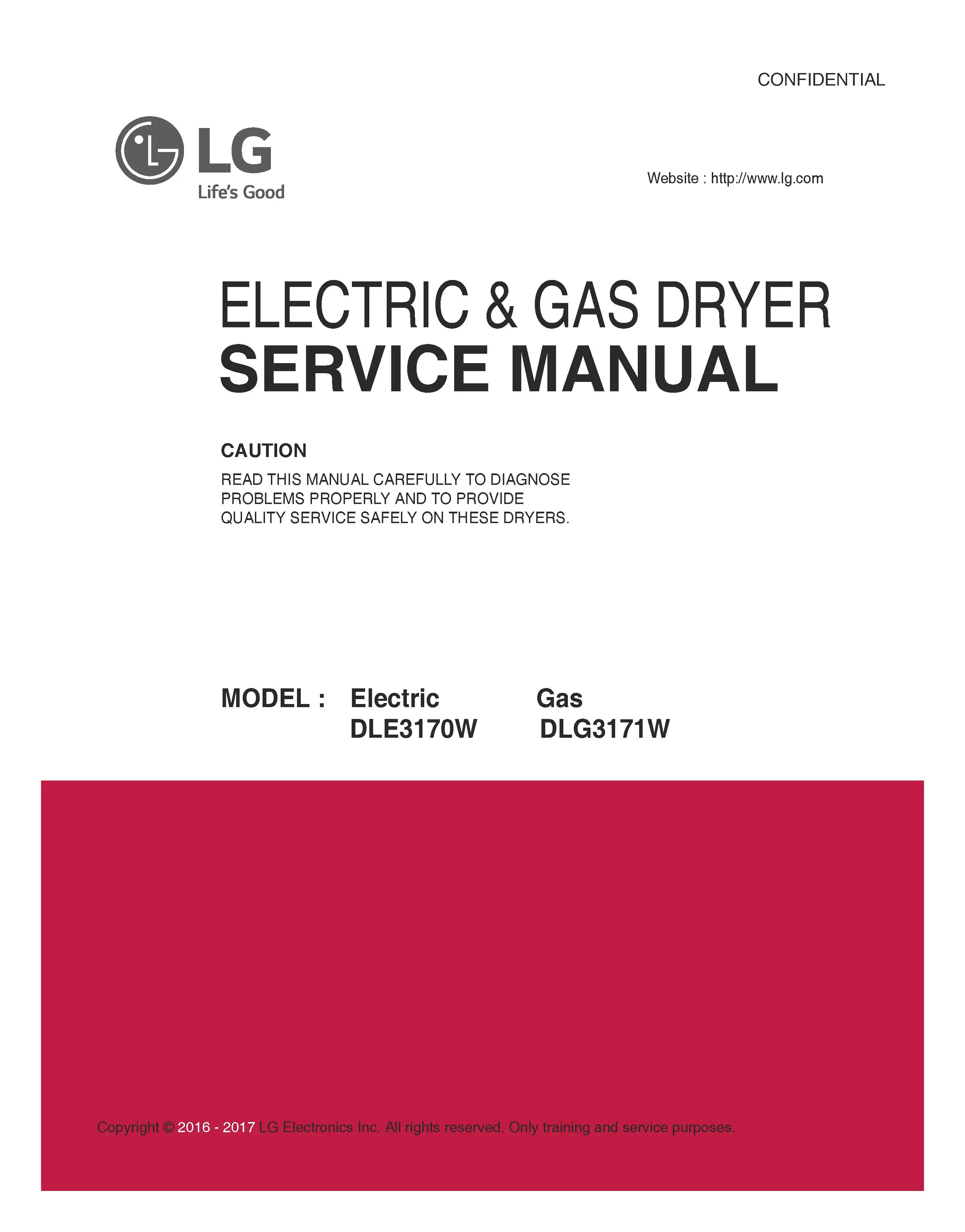 Lg dle3170w dlg3171w service manual cover freestanding range