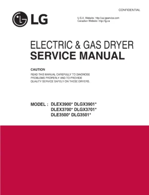 Lg dle3500 dle3500w dlg3501w service manual cover for dryer