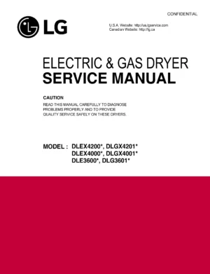 Lg dle3600 dlg3601 service manual cover for dryer