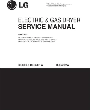 Lg dle4801w dlg4802w service manual cover for dryer