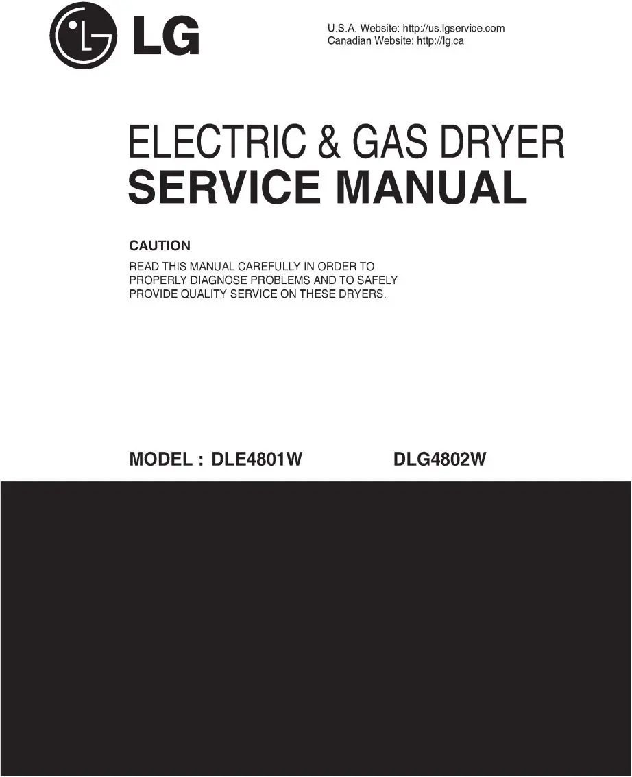 Lg dle4801w dlg4802w service manual cover freestanding range