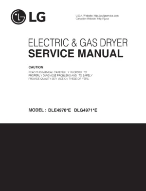 Lg dle4970w dlg4971we service manual cover for dryer