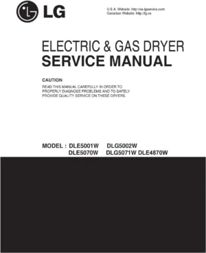 Lg dle5070w dlg5071w service manual cover for dryer