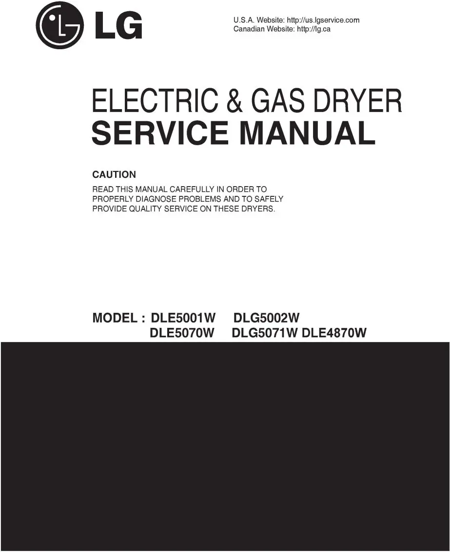 Lg dle5070w dlg5071w service manual cover freestanding range