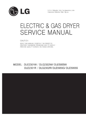 Lg dle5955w dle5955g dle5955s service manual cover for dryer