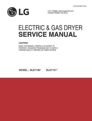 Lg dle7100 dle7100w dlg7101w service manual cover for dryer