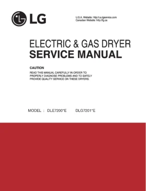 Lg dle7200ve dle7200we dlg7201we dlg7201ve service manual cover for dryer