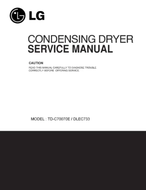 Lg dlec733 td c70070e service manual cover for dryer