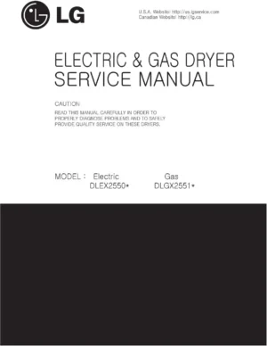Lg dlex2550 service manual cover for dryer