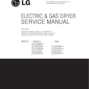 Lg dlex2650v service manual cover for dryer