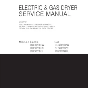 Lg dlex2801w dlex2801r dlex2801l service manual cover for dryer