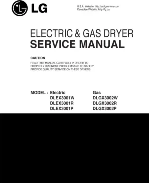Lg dlex3001w dlex3001r dlex3001p service manual cover for dryer