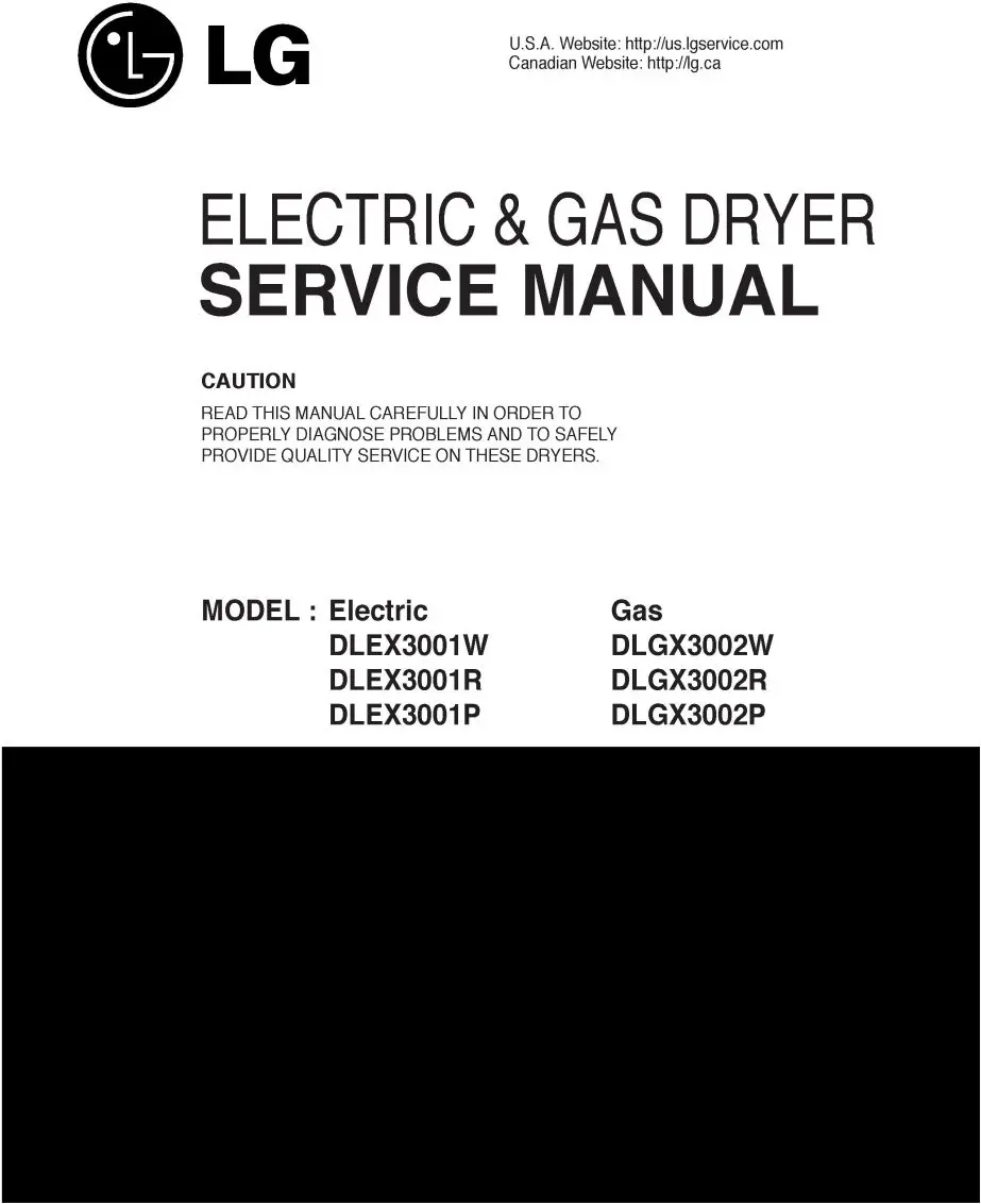 Lg dlex3001w dlex3001r dlex3001p service manual cover freestanding range