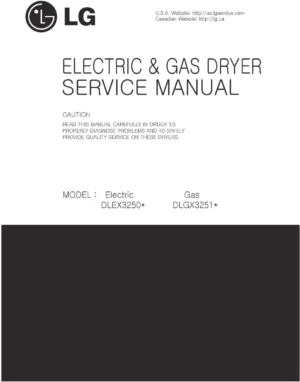 Lg dlex3250v dlex3250w dlgx3251v dlgx3251w dlgx3251r service manual cover for dryer