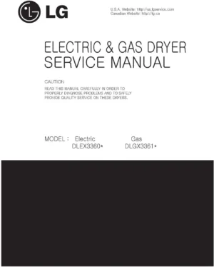 Lg dlex3360v dlex3360w service manual cover for dryer