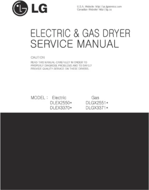 Lg dlex3370v dlex3370w service manual cover for dryer