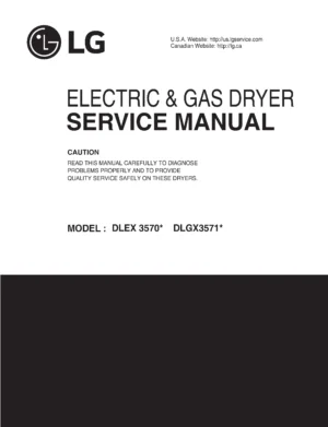 Lg dlex3570v dlex3570w dlgx3571v dlgx3571w service manual cover for dryer