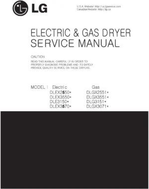 Lg dlex3570v dlex3570w service manual cover for dryer
