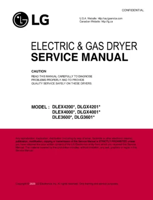 Lg dlex4200 dlgx4201 service manual cover for dryer