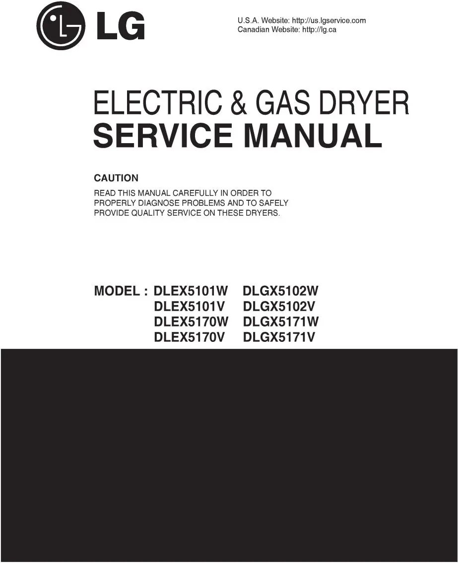 Lg dlex5170w dlex5170v service manual cover freestanding range