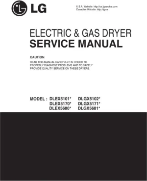 Lg dlex5680v dlex5680w service manual cover for dryer