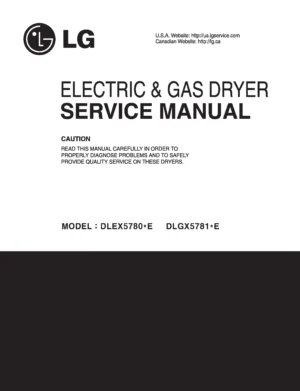 Lg dlex5780we dlex5780ve dlgx5781we dlgx5781ve service manual cover for dryer
