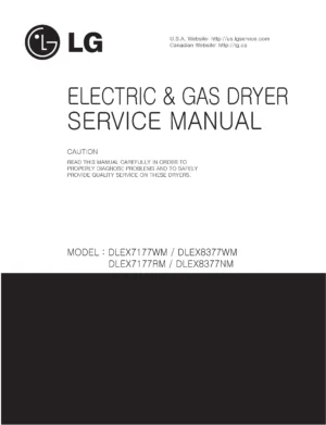 Lg dlex7177wm dlex8377wm dlex7177rm dlex8377nm service manual cover for dryer