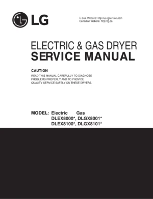 Lg dlex8100v dlex8100w dlgx8101v dlgx8101w service manual cover for dryer
