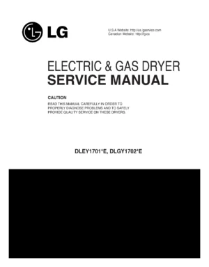 Lg dley1701we dley1701ve dlgy1702we dlgy1702ve service manual cover for dryer