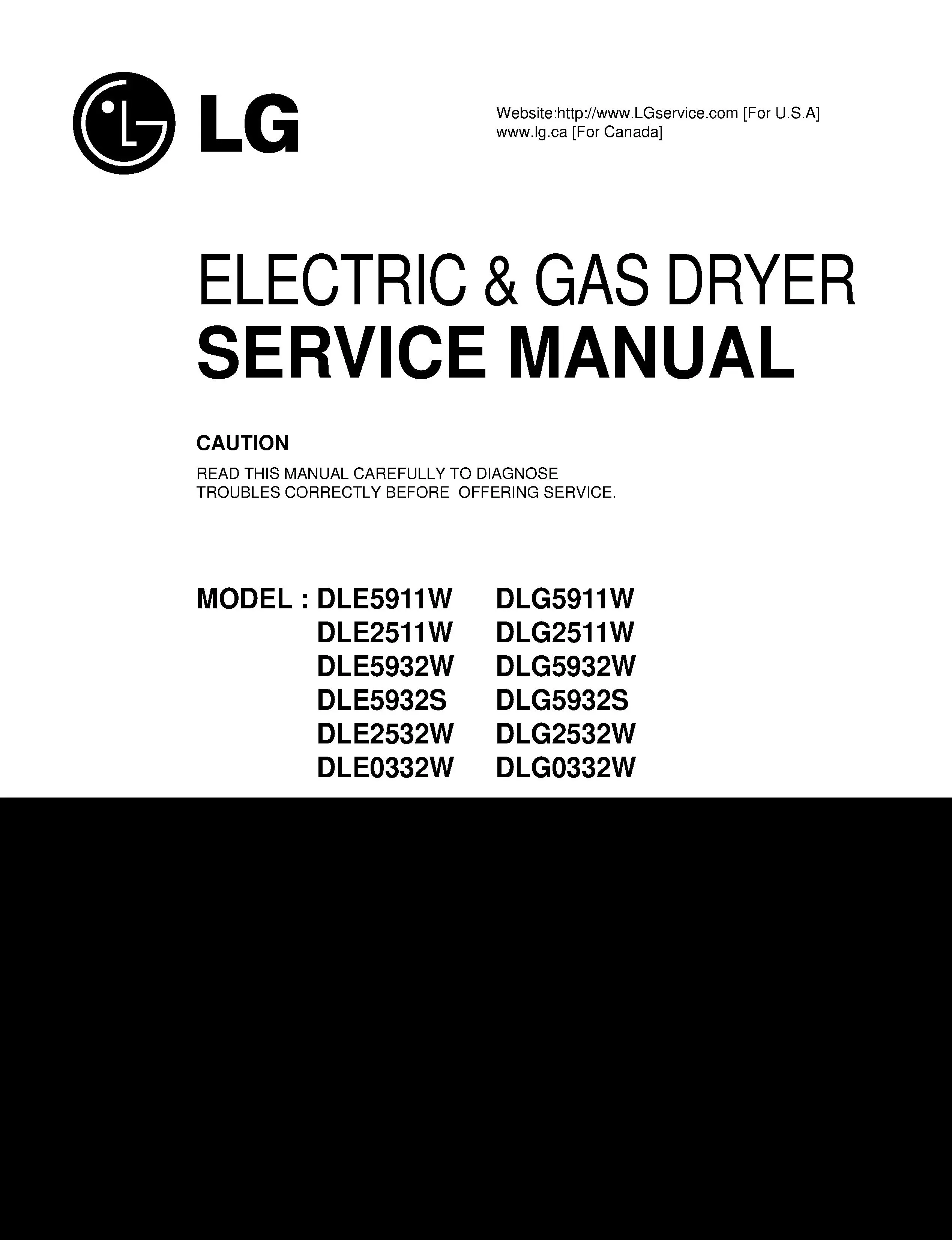 Lg dlg2532w dlg0332w service manual cover freestanding range