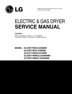 Lg dlg5988wm dlg5988sm service manual cover for dryer