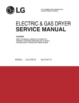 Lg dlg7201ve dlg7201we service manual cover for dryer