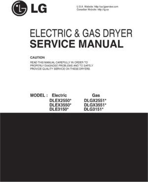 Lg dlgx2551r dlgx2551w service manual cover for dryer