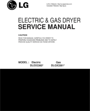 Lg dlgx3361v dlgx3361w dlgx3361r service manual cover for dryer