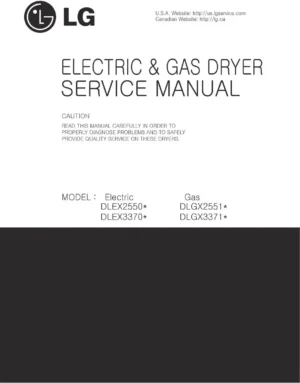 Lg dlgx3371v dlgx3371w dlgx3371r service manual cover for dryer